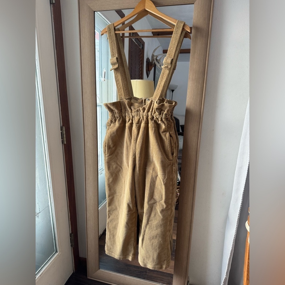 American Eagle Carmel Corduroy Suspender Style Overalls medium